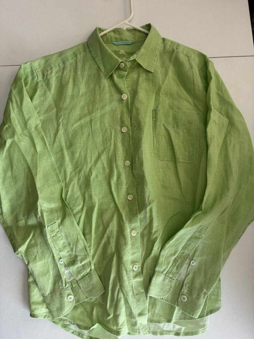 Tommy Bahama Men's M Lime Green Linen Long Sleeve Button-Down